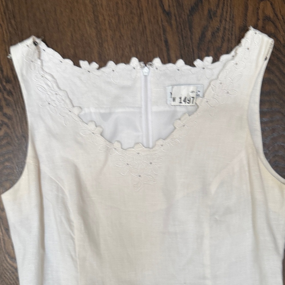 VTG Madison Studio White Linen Sleeveless Midi Dress - Picture 4 of 9